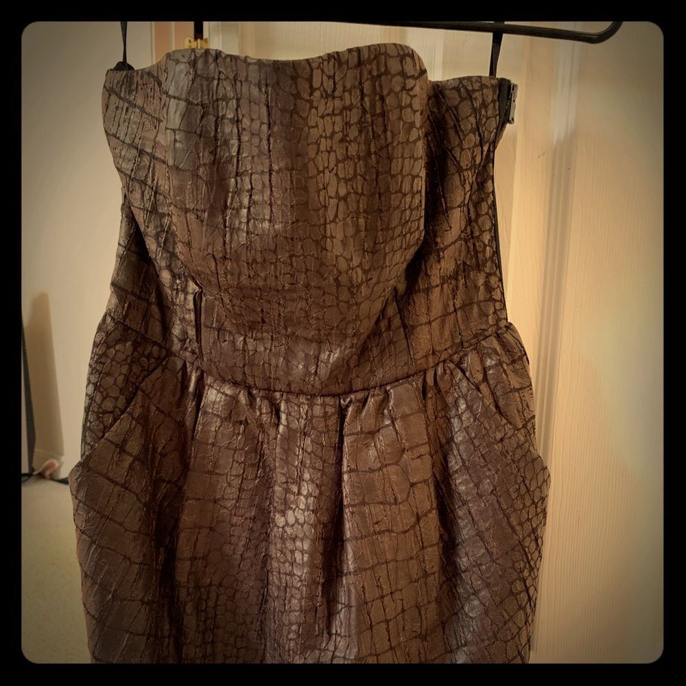 Crocodile print strapless dress